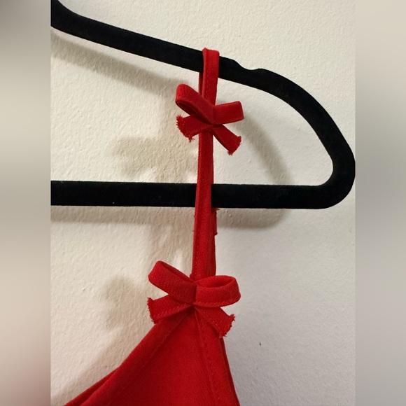 Motel Rocks Cropped Bow Top in Red - XS - Picture 2 of 7
